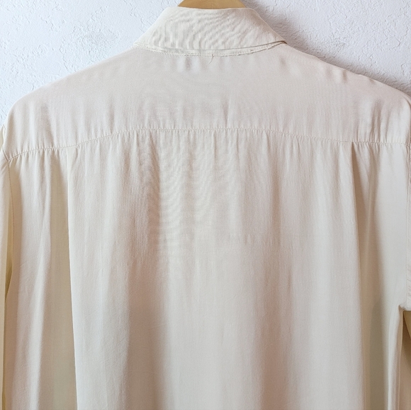 Vintage Cream Floral Lace 90s Rose Applique Long Sleeve Button Coquette Blouse - Picture 12 of 15